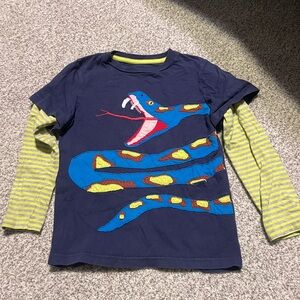 Mini Boden Blue and Yellow Snake Long Sleeve Tee
